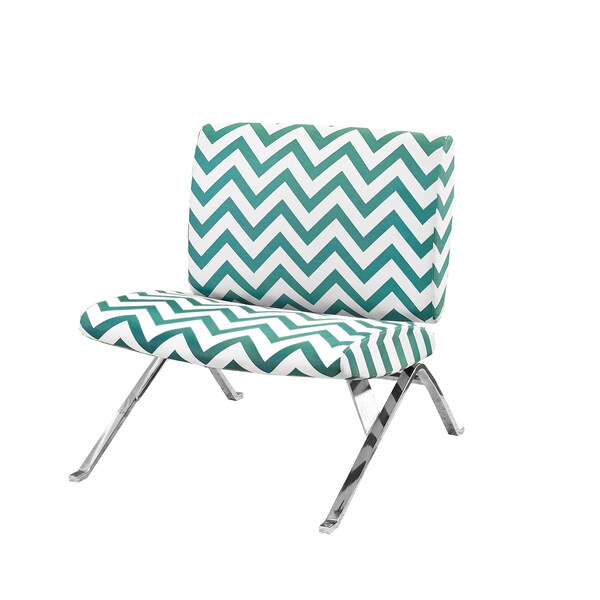 Monarch Specialties Accent Chair, Armless, Fabric, Living Room, Bedroom, Fabric, Metal, Green, Chrome, Contemporary I 8136 - main